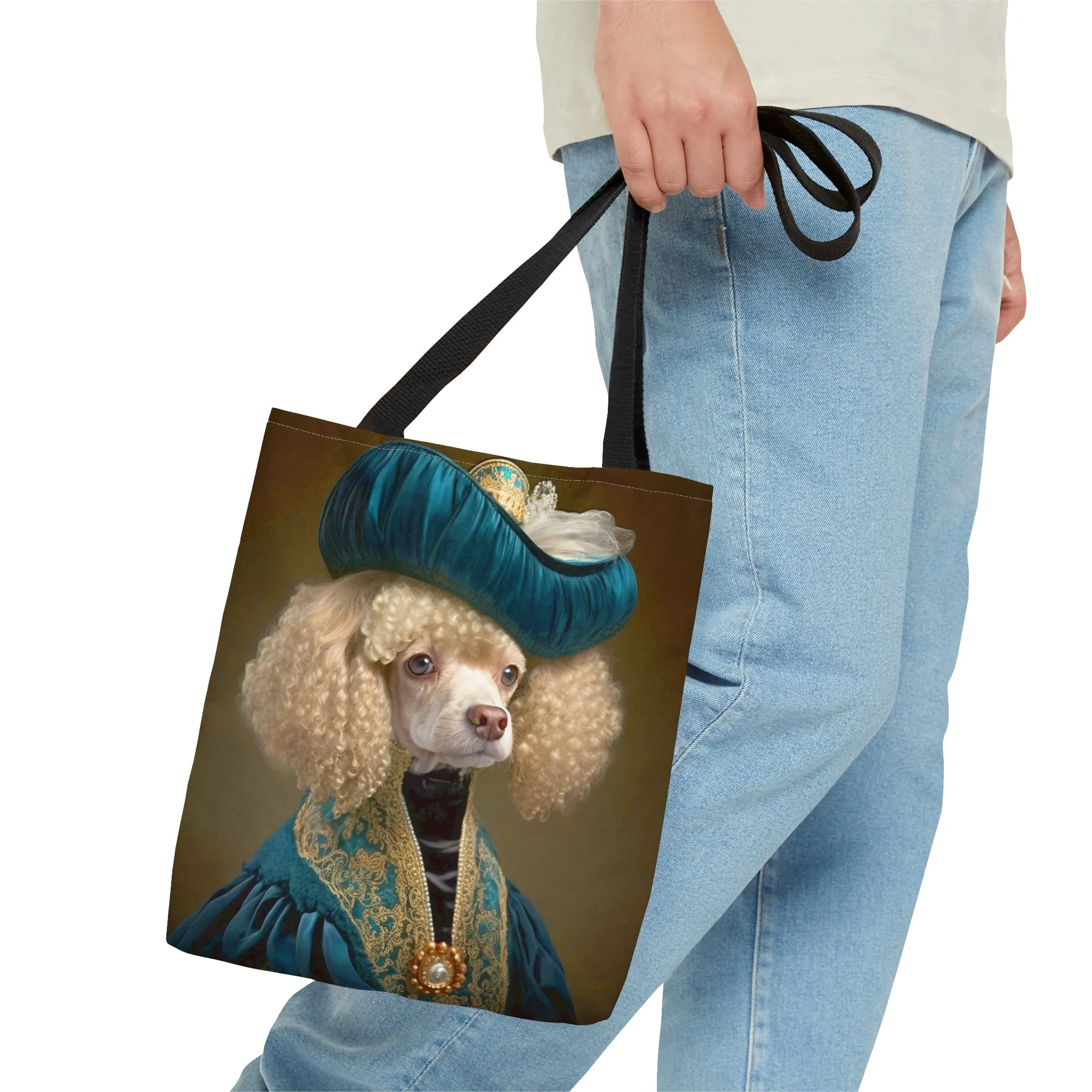 Vintage Victorian Poodle with Hat Portrait Tote Bag