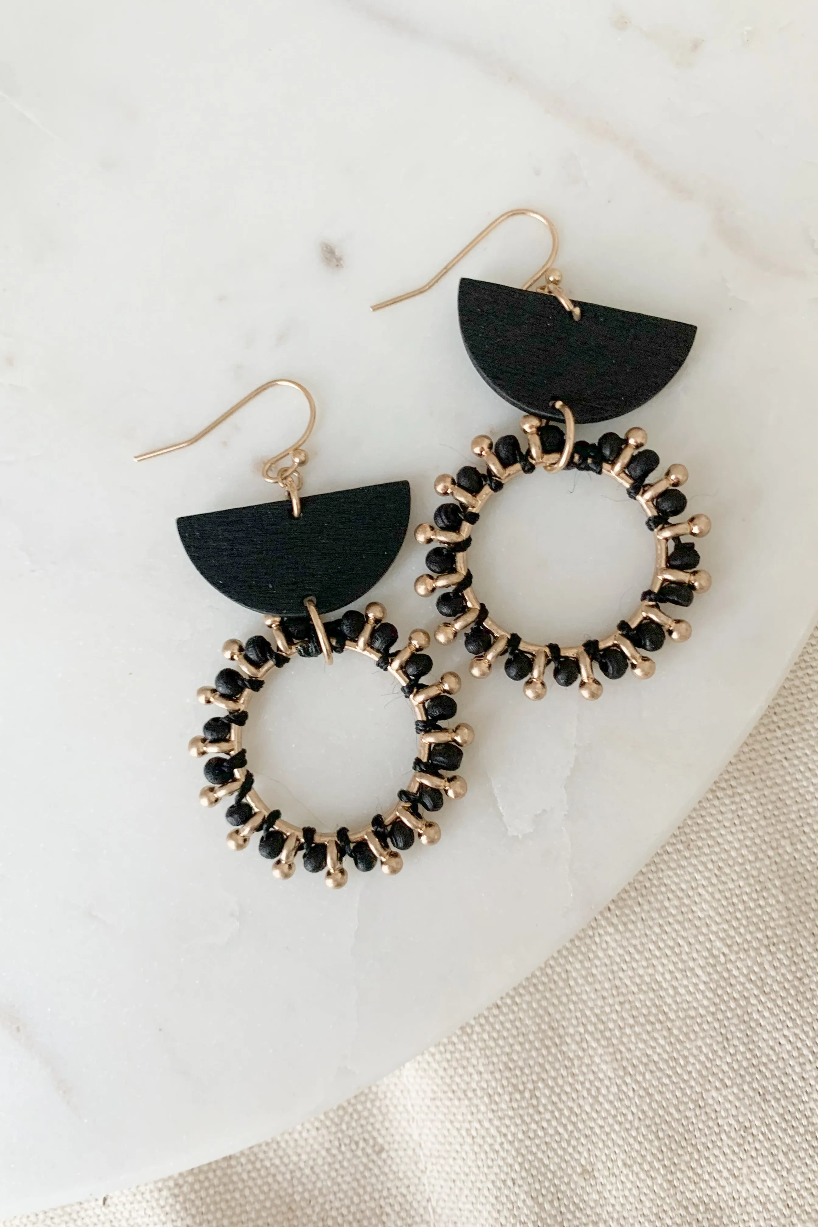 Wood & Metal Geometic Earring