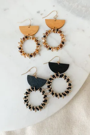 Wood & Metal Geometic Earring