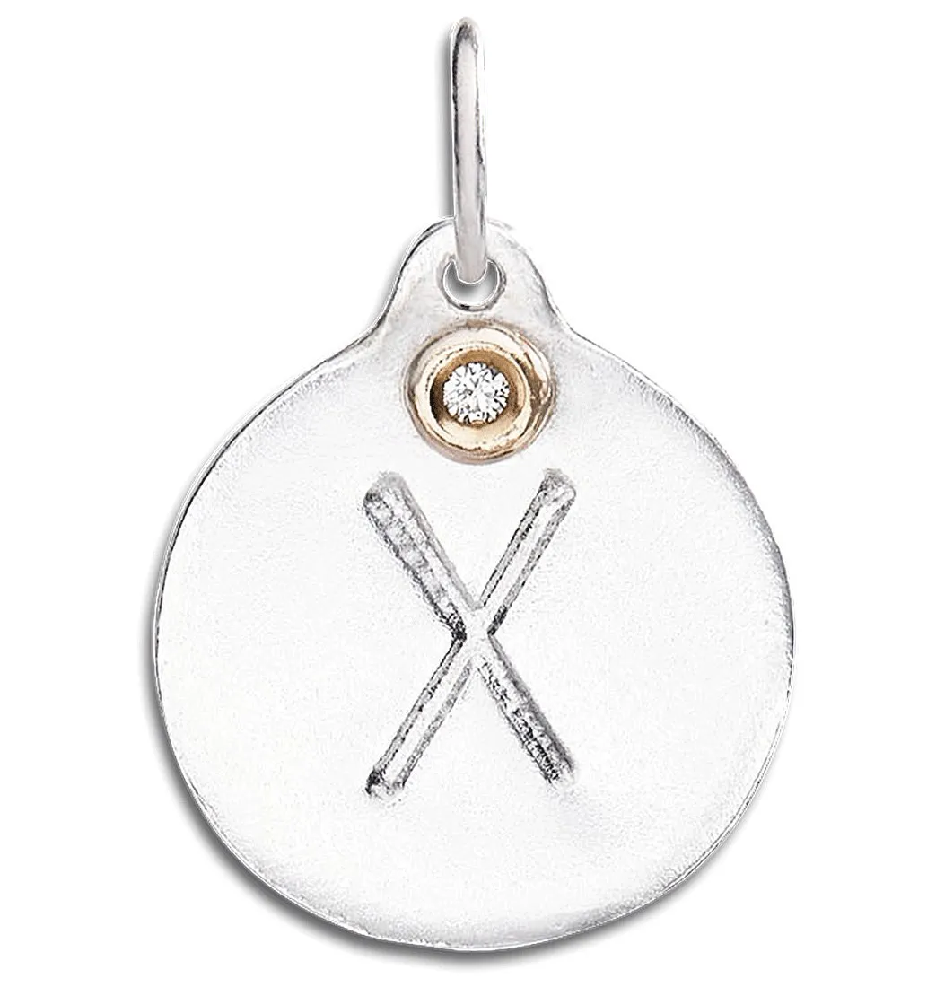 X Alphabet Charm With Diamond