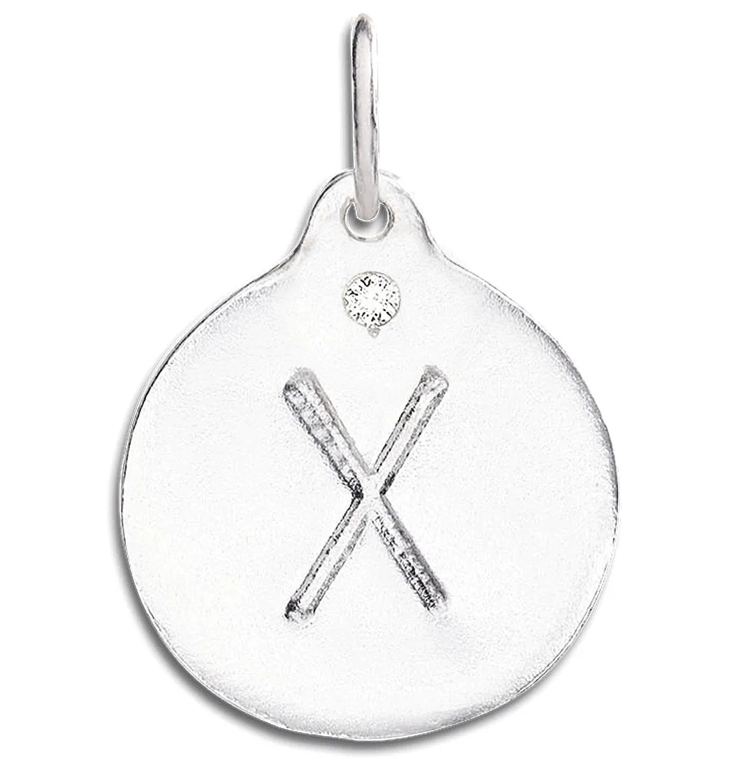 X Alphabet Charm With Diamond