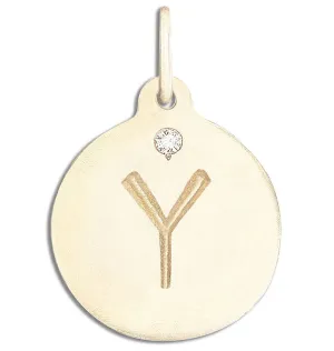 Y Alphabet Charm With Diamond