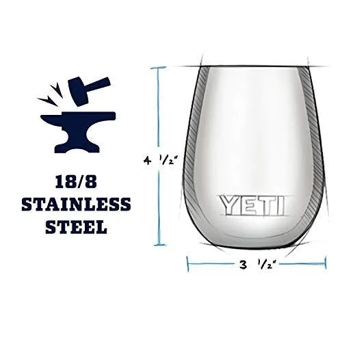 YETI Rambler 10 oz Stainless Steel Vacuum Insulated Wine Tumbler, 2 Pack, White
